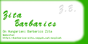 zita barbarics business card